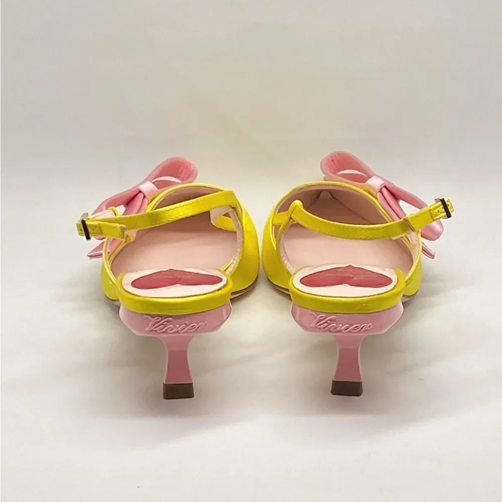 Roger Vivier 55mm Virgule Bow satin pumps size 36.5